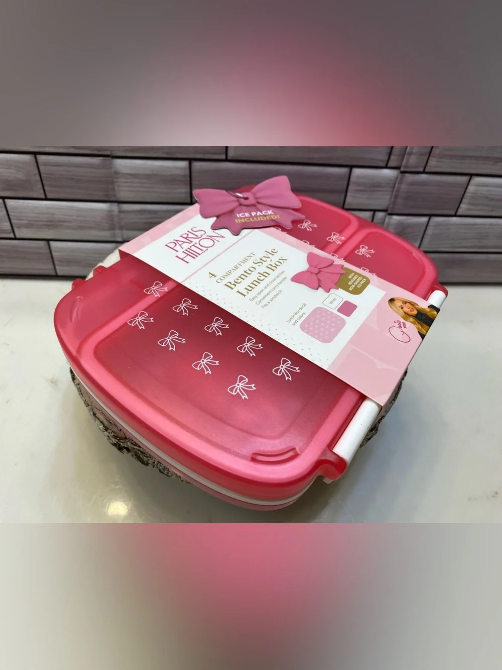 Paris Hilton ❤️Bow Bento style Lunch Box WITH REUSABLE BOW-SHAPED ICE PACK New